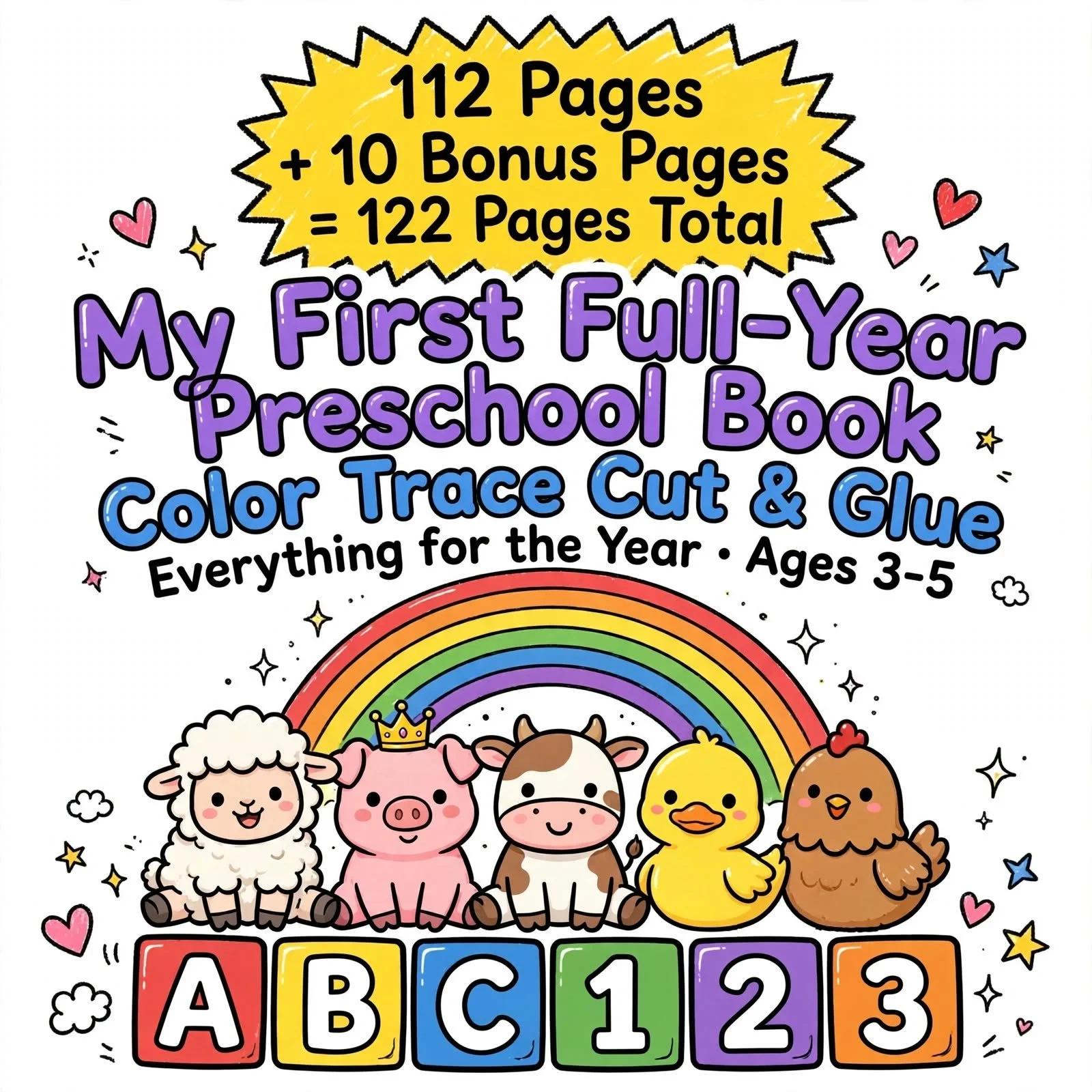 FREE Preschool Coloring Book Ages 3-5 | 122 Pages | My First Full-Year Preschool