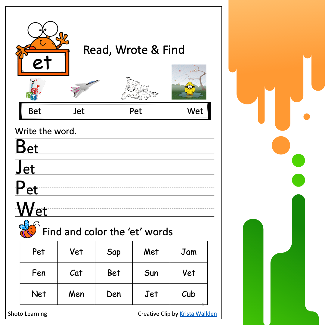 FREE - IT WORD FAMILY CVC BLEND WORKSHEET WORDS FAMILIES READING ...