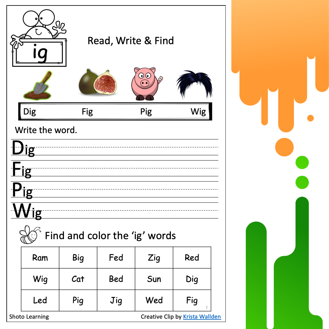 FREE - ED WORD FAMILY CVC BLEND WORKSHEET WORDS FAMILIES READING ...