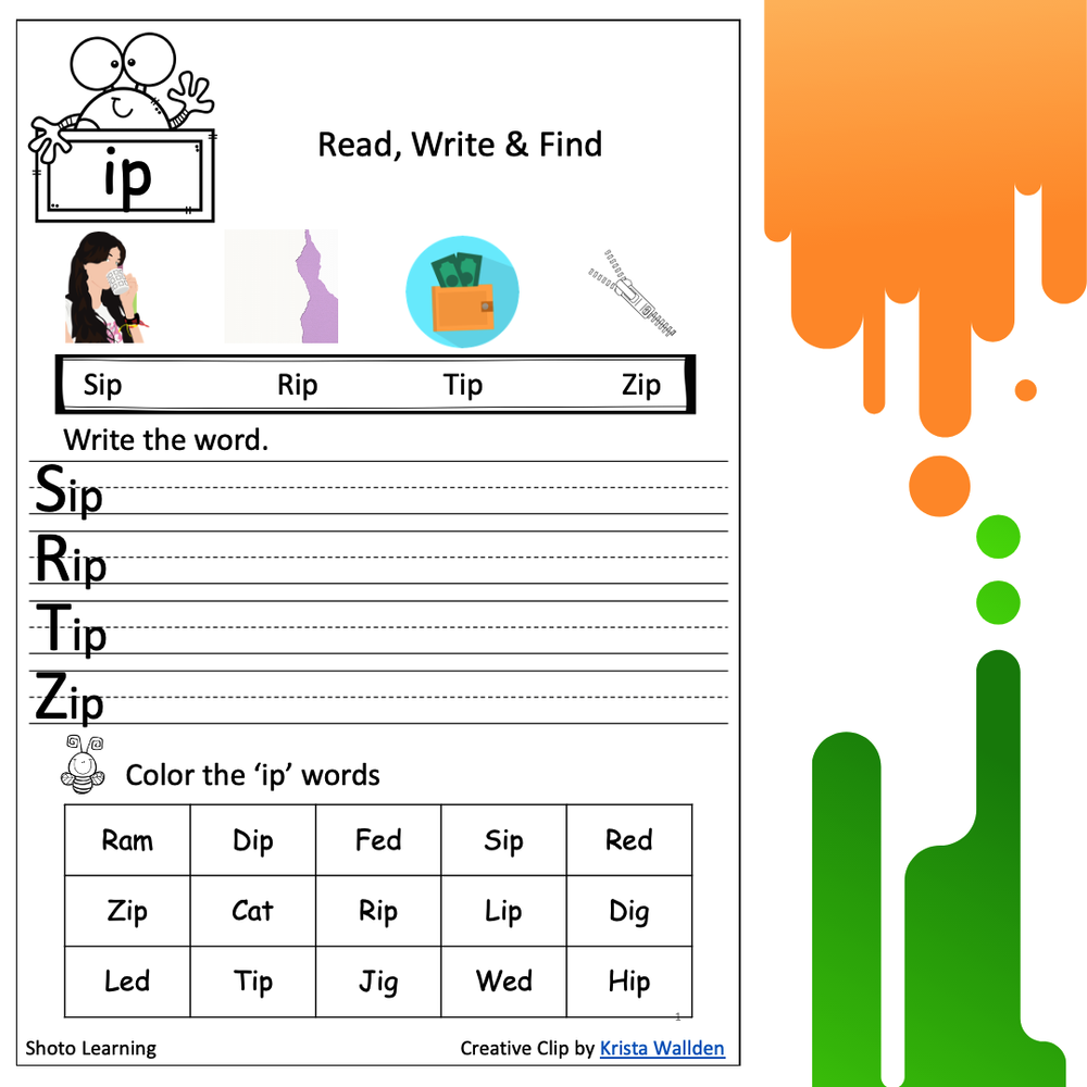 FREE - ED WORD FAMILY CVC BLEND WORKSHEET WORDS FAMILIES READING WRITING