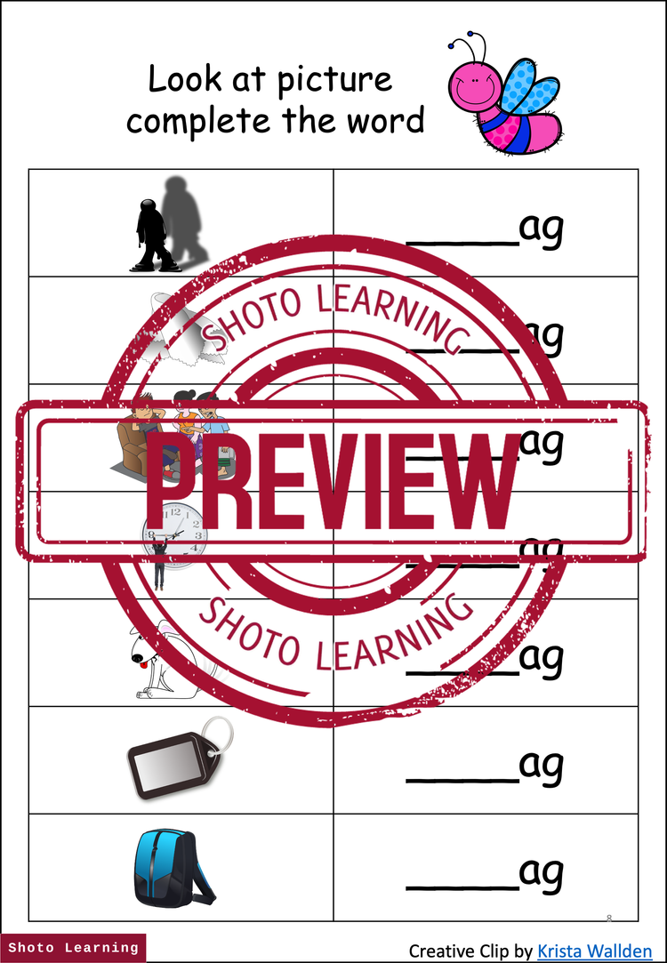 IN WORD FAMILY CVC BLEND WORKSHEET SPEAKING READING WRITING 3 & 4 ...