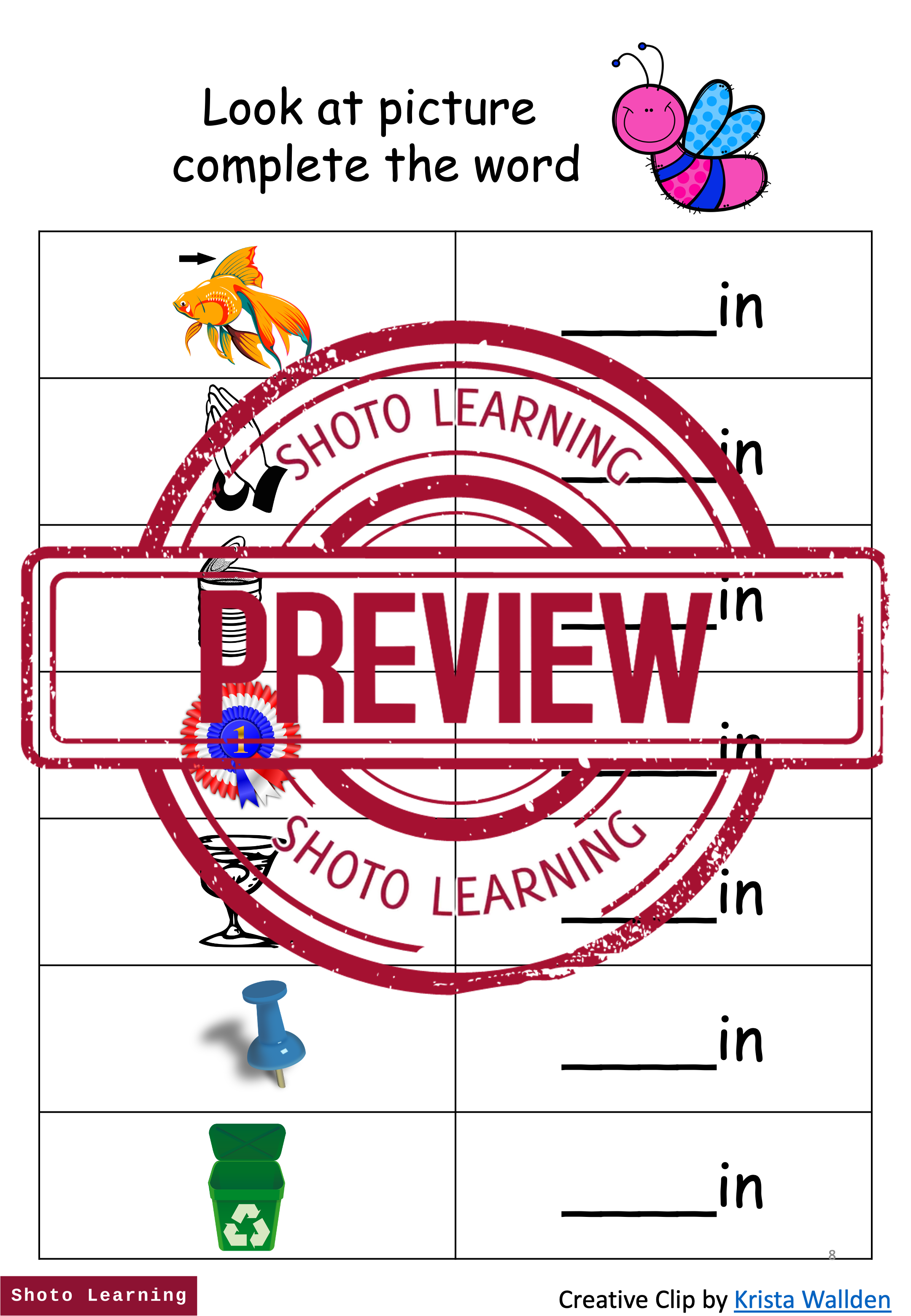 EN WORD FAMILY CVC BLEND WORKSHEET - SPEAKING READING & WRITING 3 ...
