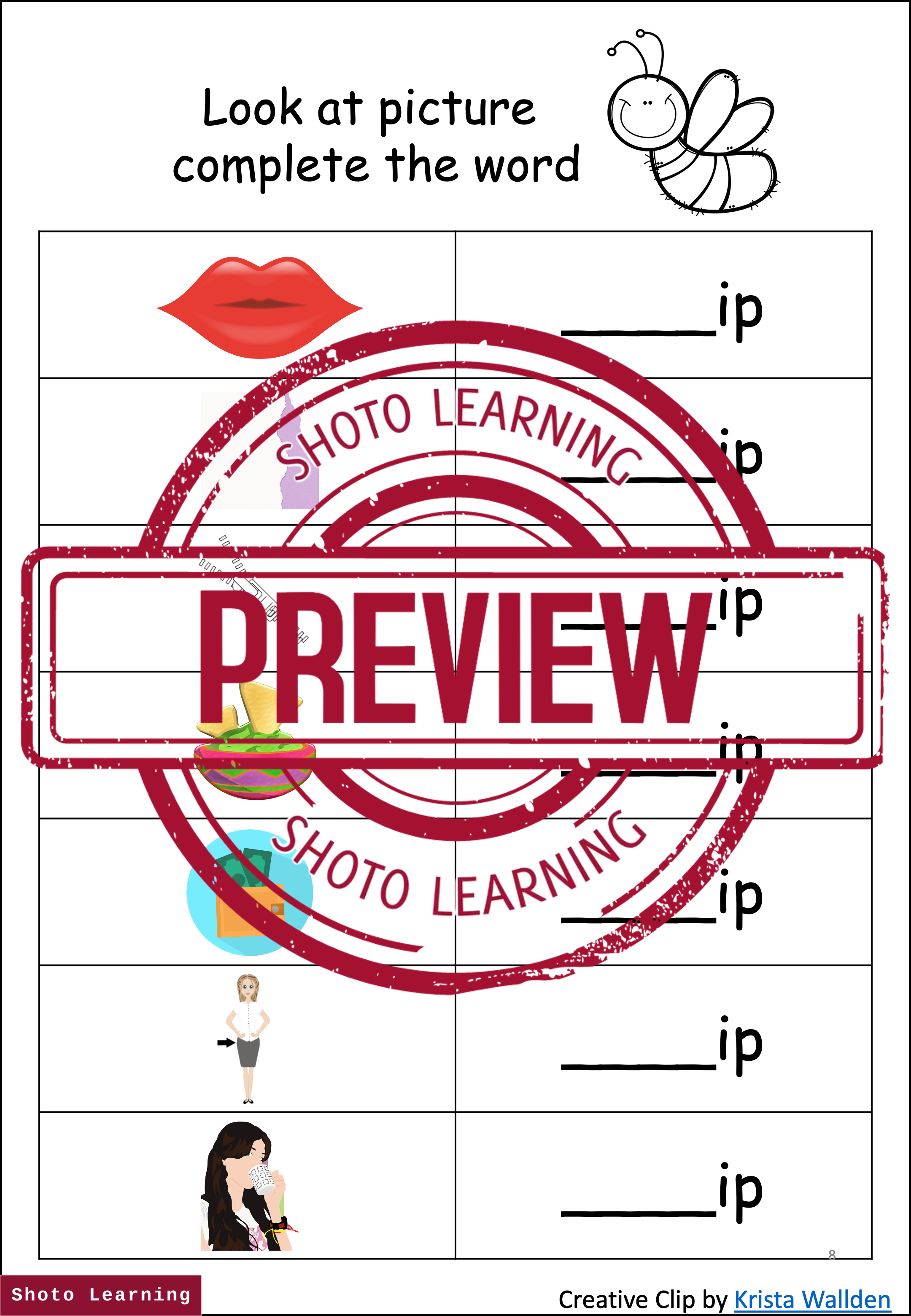 IN WORD FAMILY CVC BLEND WORKSHEET SPEAKING READING WRITING 3 & 4 ...