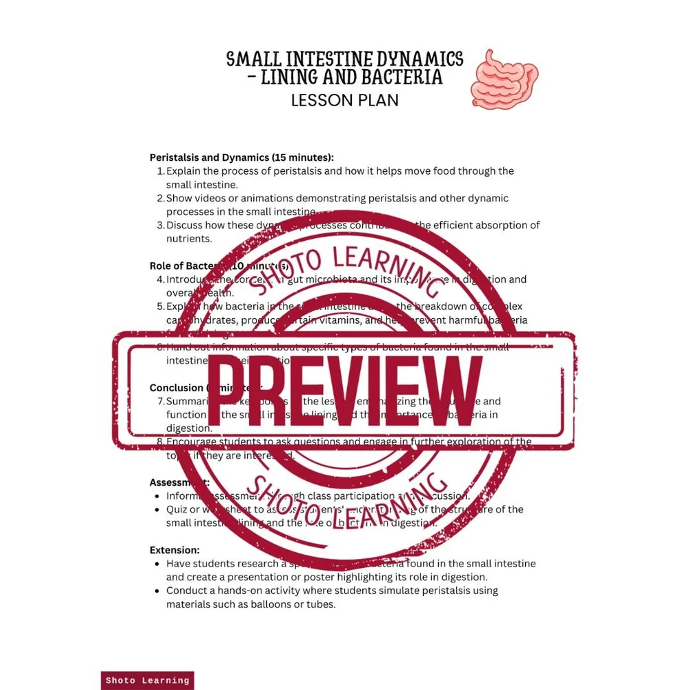 Small Intestine Worksheet: 20 Fill in the Blank Questions