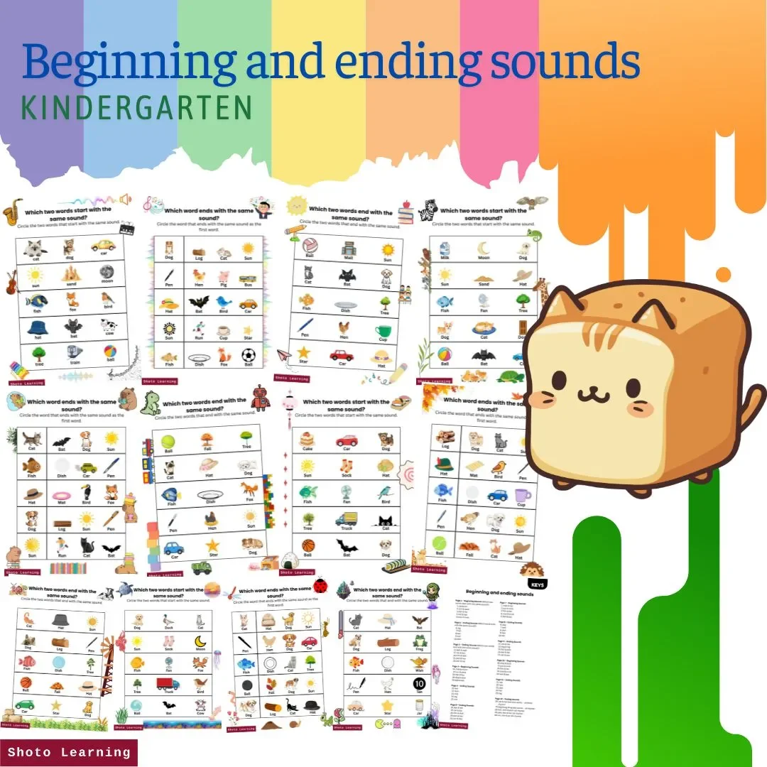 Beginning & Ending Sounds Worksheets for Kindergarten