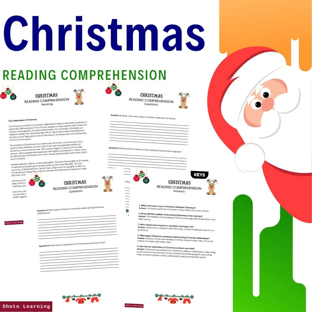 Christmas Reading Comprehension Worksheet for Kids - 5 Questions christmas-reading-comprehension-worksheet-for-kids-5-questions
