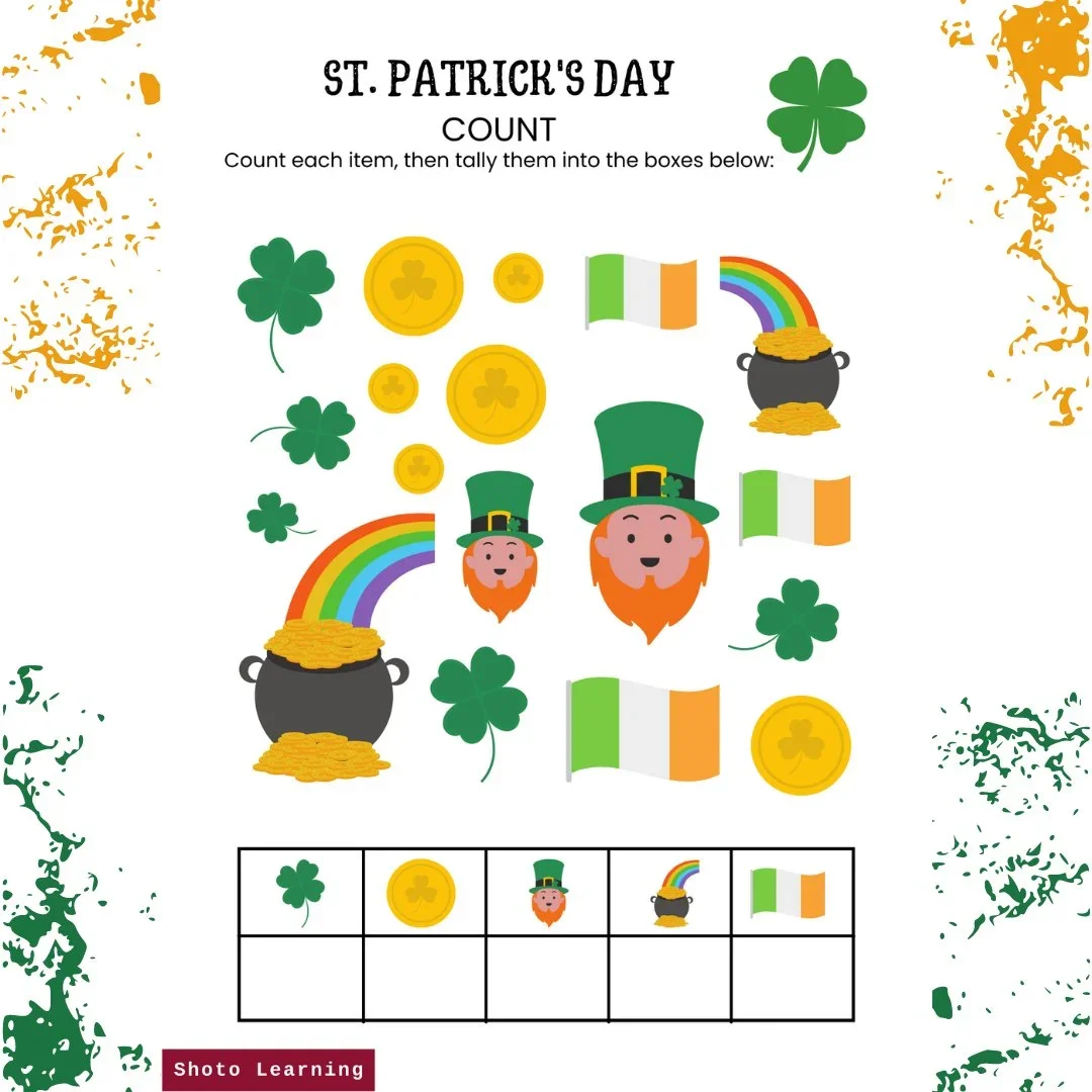 St. Patrick's Day Counting Worksheet 3.webp
