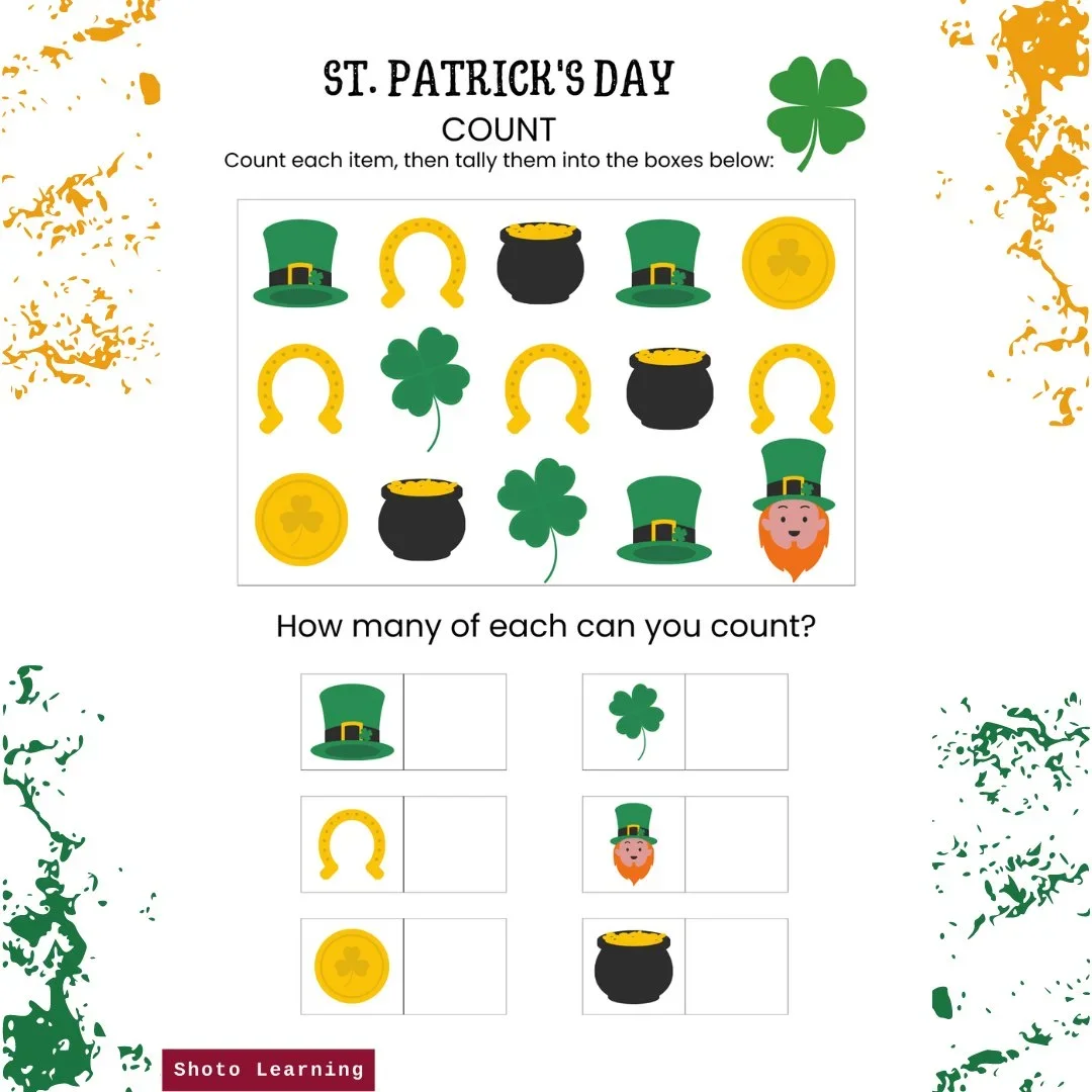 St. Patrick's Day Counting Worksheet 2.webp