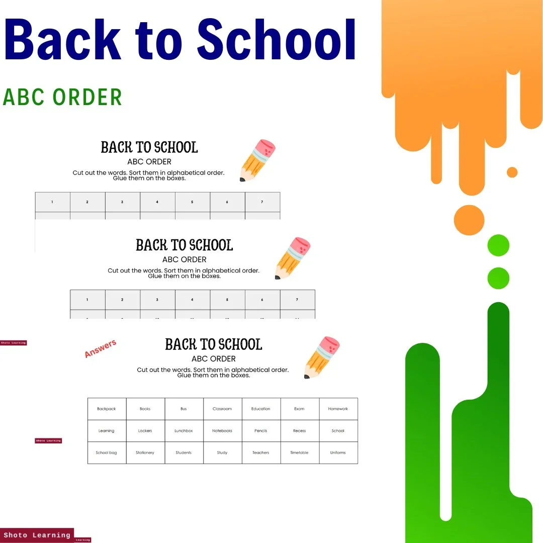 Back to School ABC Order Worksheet: Fun and Educational Sorting Activity