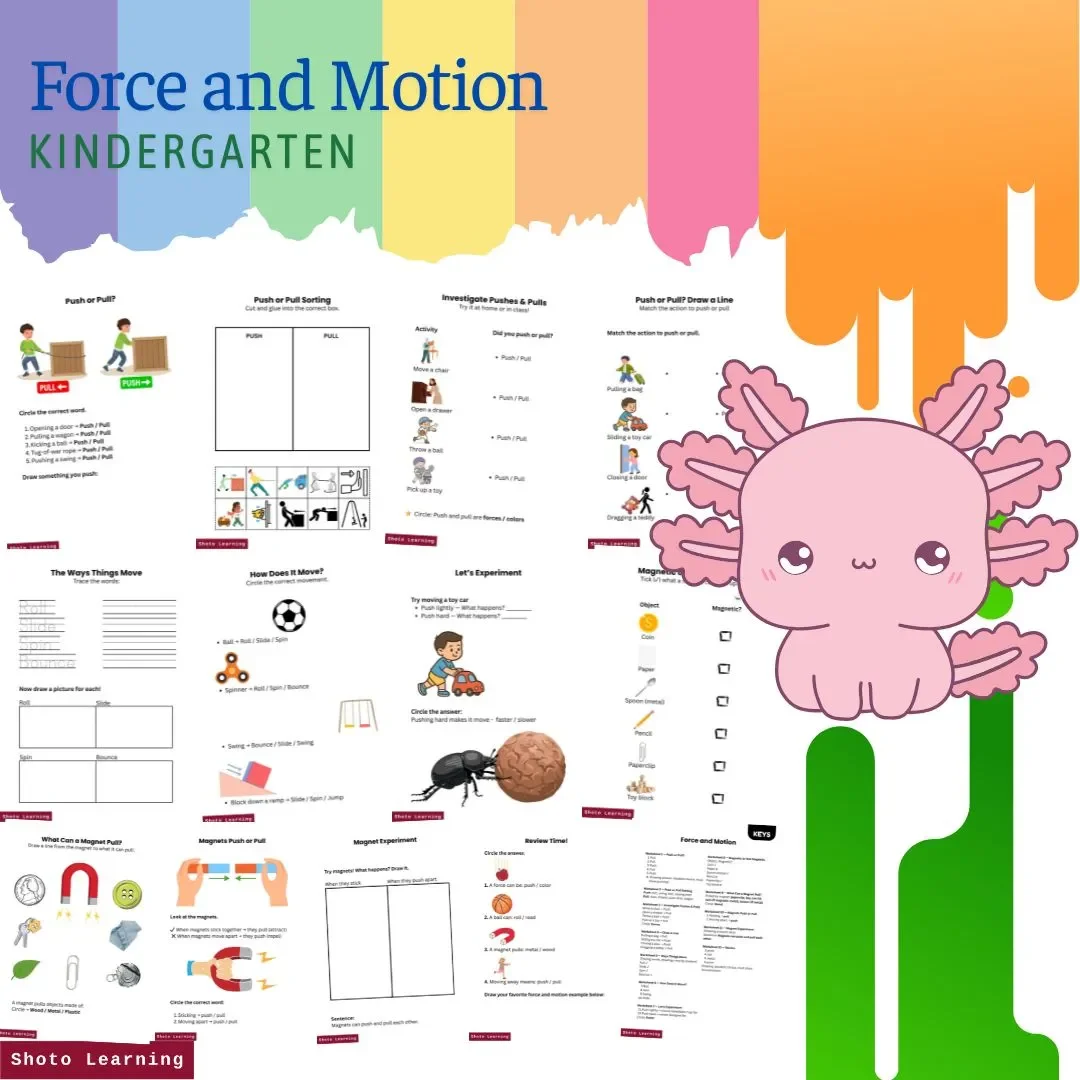 Force and Motion Worksheets | Push, Pull, and Magnets