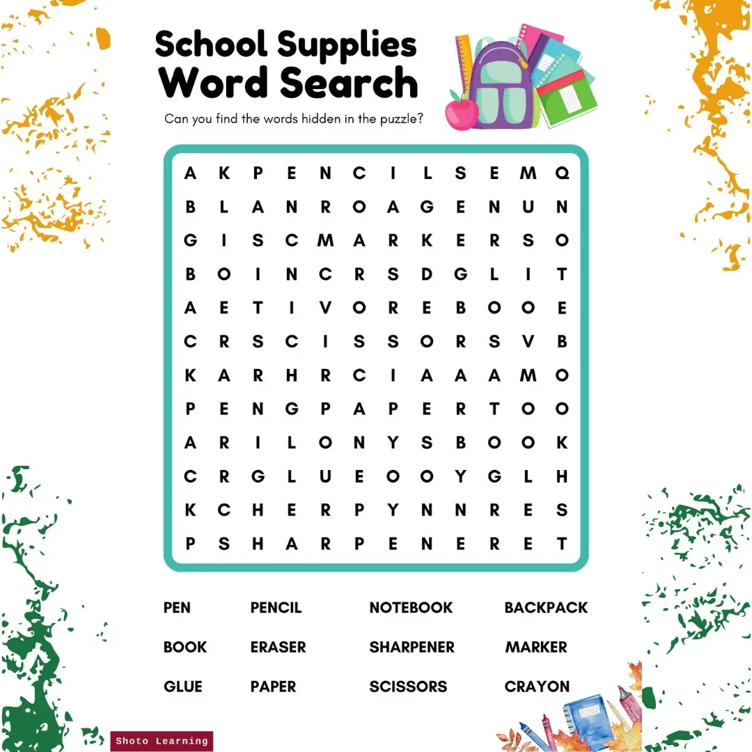 School Supplies Word Search 2.webp
