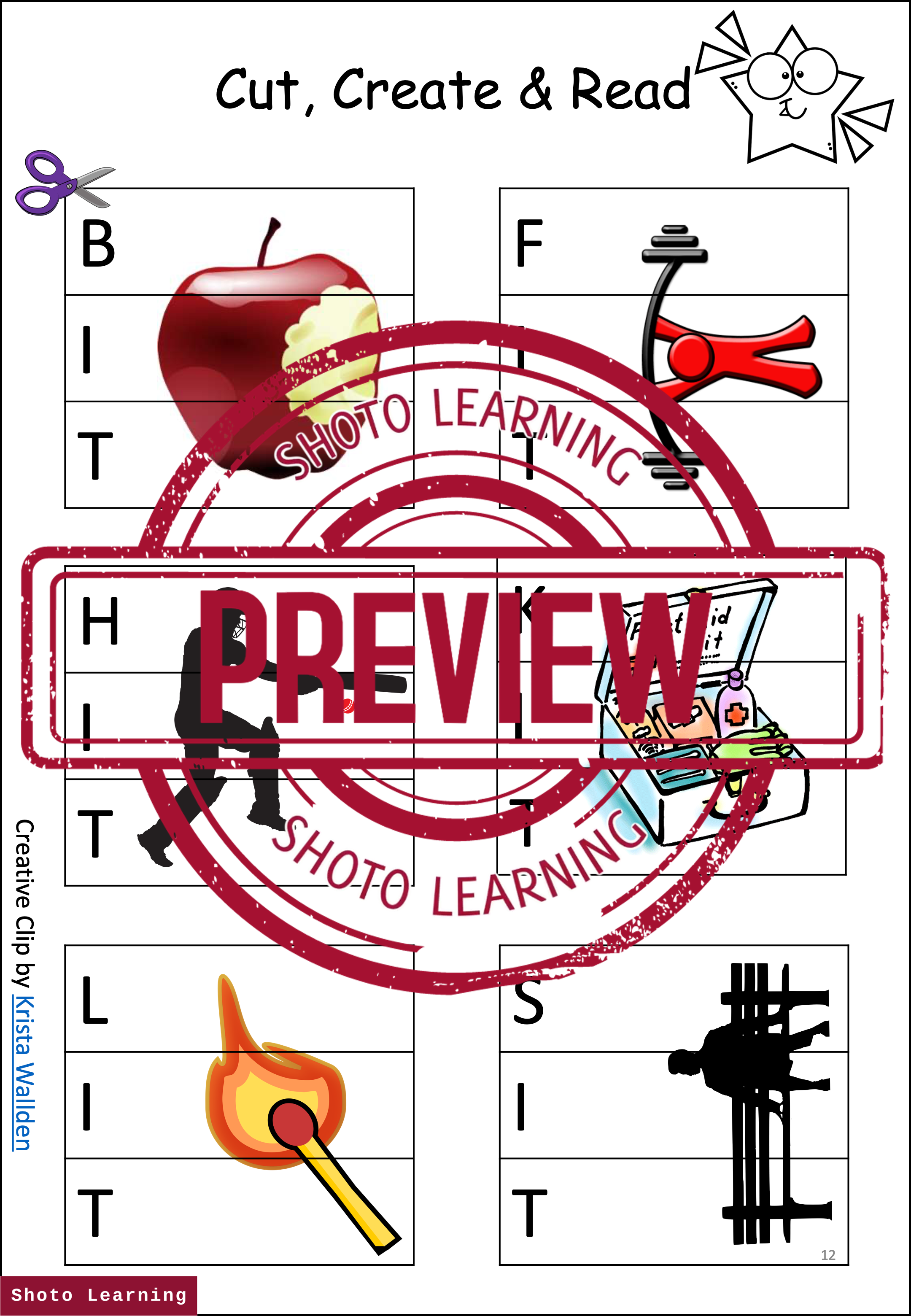 IT Word Family CVC Blend Worksheet Bundle for Speaking, Reading & Writing