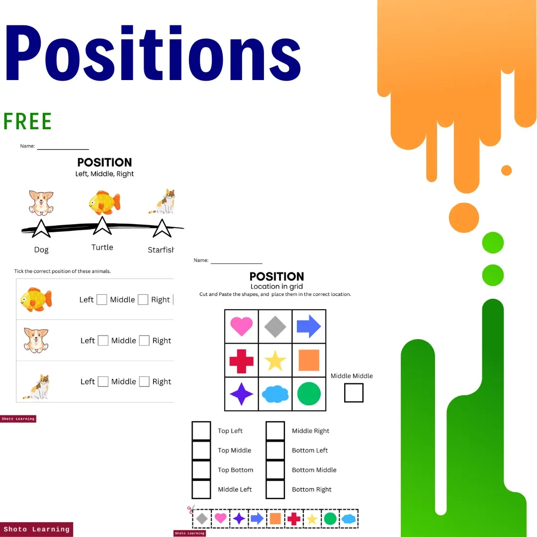 Free Positional Words Worksheets | Pre-K & Kindergarten