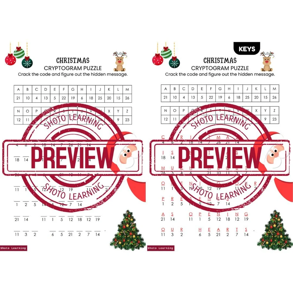 christmas cryptogram worksheet – fun holiday puzzle activity