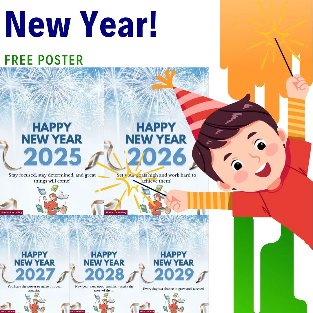 Free New Year Posters (2025-2029) – Encouraging Phrases for Student Success