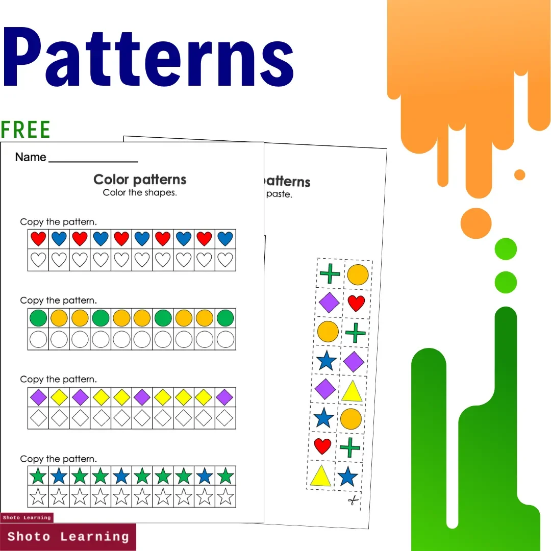 FREE - Patterns Color Shapes Pattern First Grade Math Kindergarten Worksheets