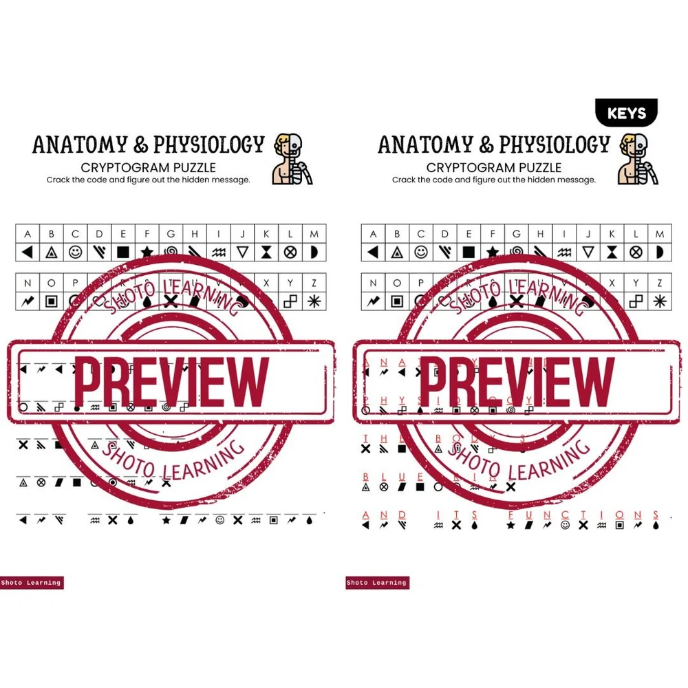 Anatomy & Physiology ABC Order Worksheet - 21 Terms with Answer Key
