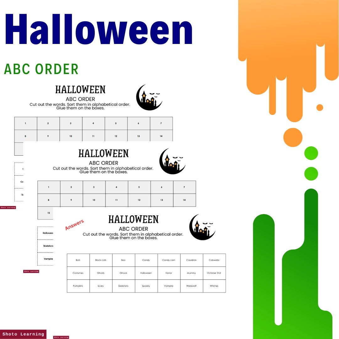 Halloween ABC Order Printable Sheets
