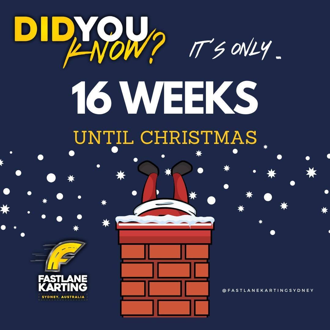 Did you know? It's only 16 weeks until Chritmas!!

Never to early to book your Christmas party here at @fastlanesydney

Give us a call on 02 8004 1919 or check out our website for details;

www.fastlanekarting.com.au

#fastlanekarting #fastlanesydney
