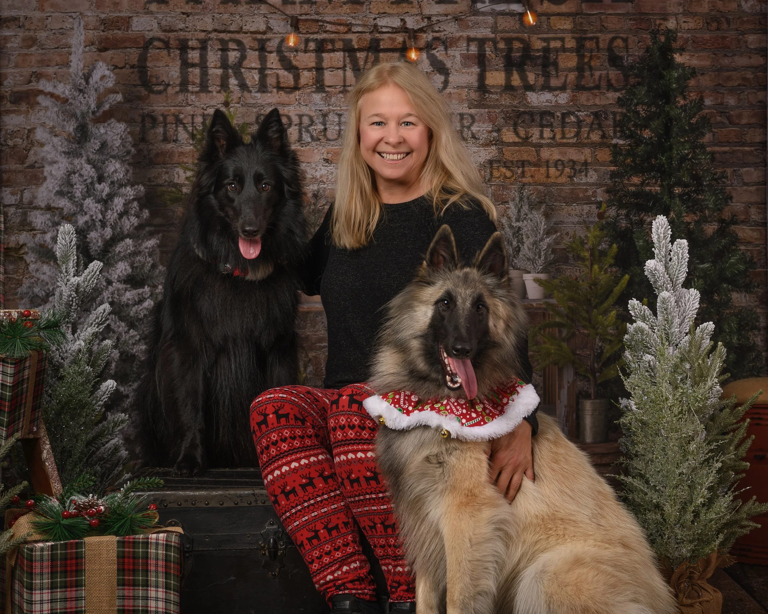 Christmas Photo of two shepherds and their person