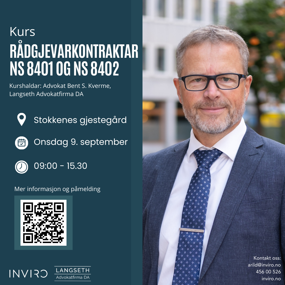 Kurs rådgjevarkontrakter - NS 8401 og NS 8402  