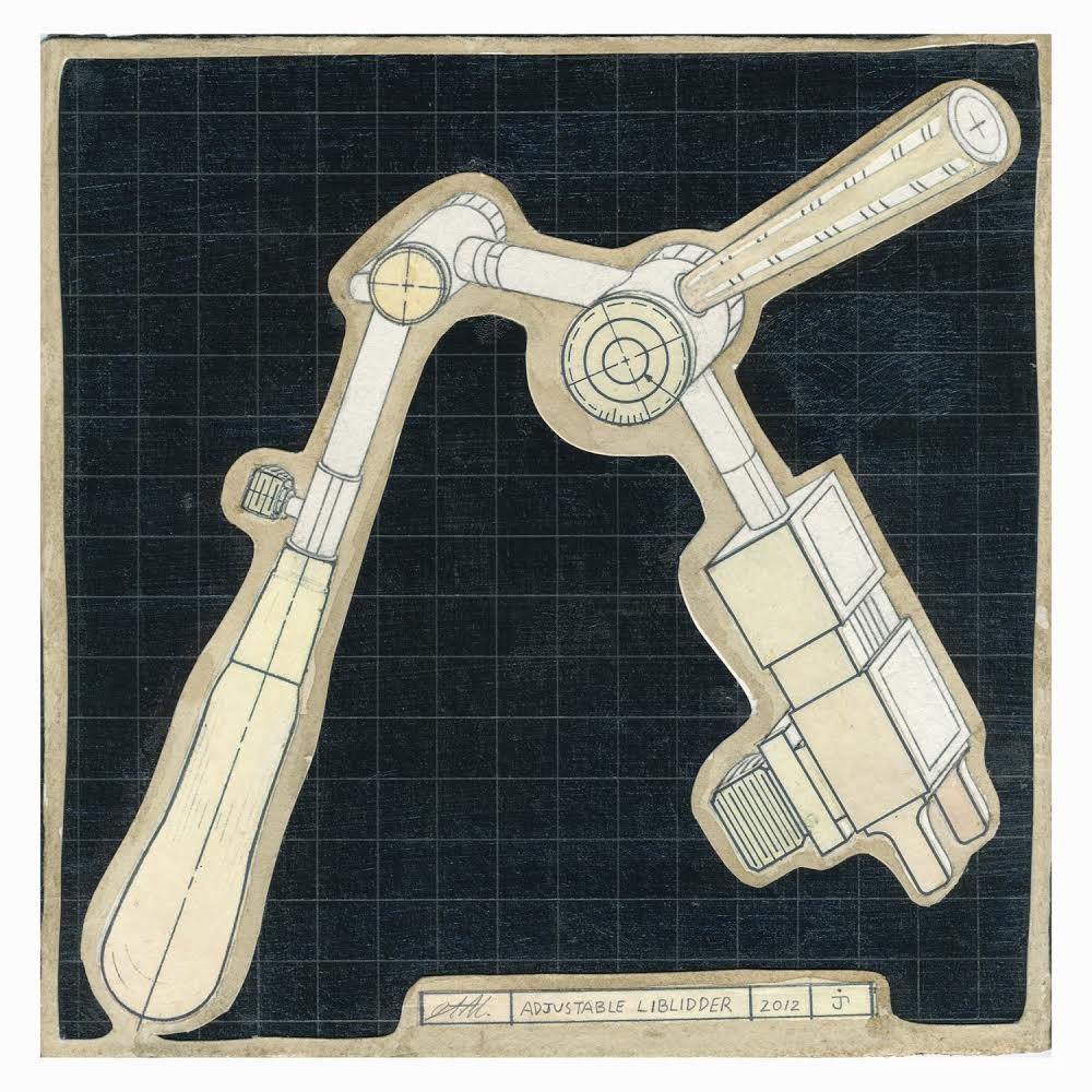 ADJUSTABLE LIBLIDDER, collage, graphite and acrylic on paper, 9" x 9", 2012