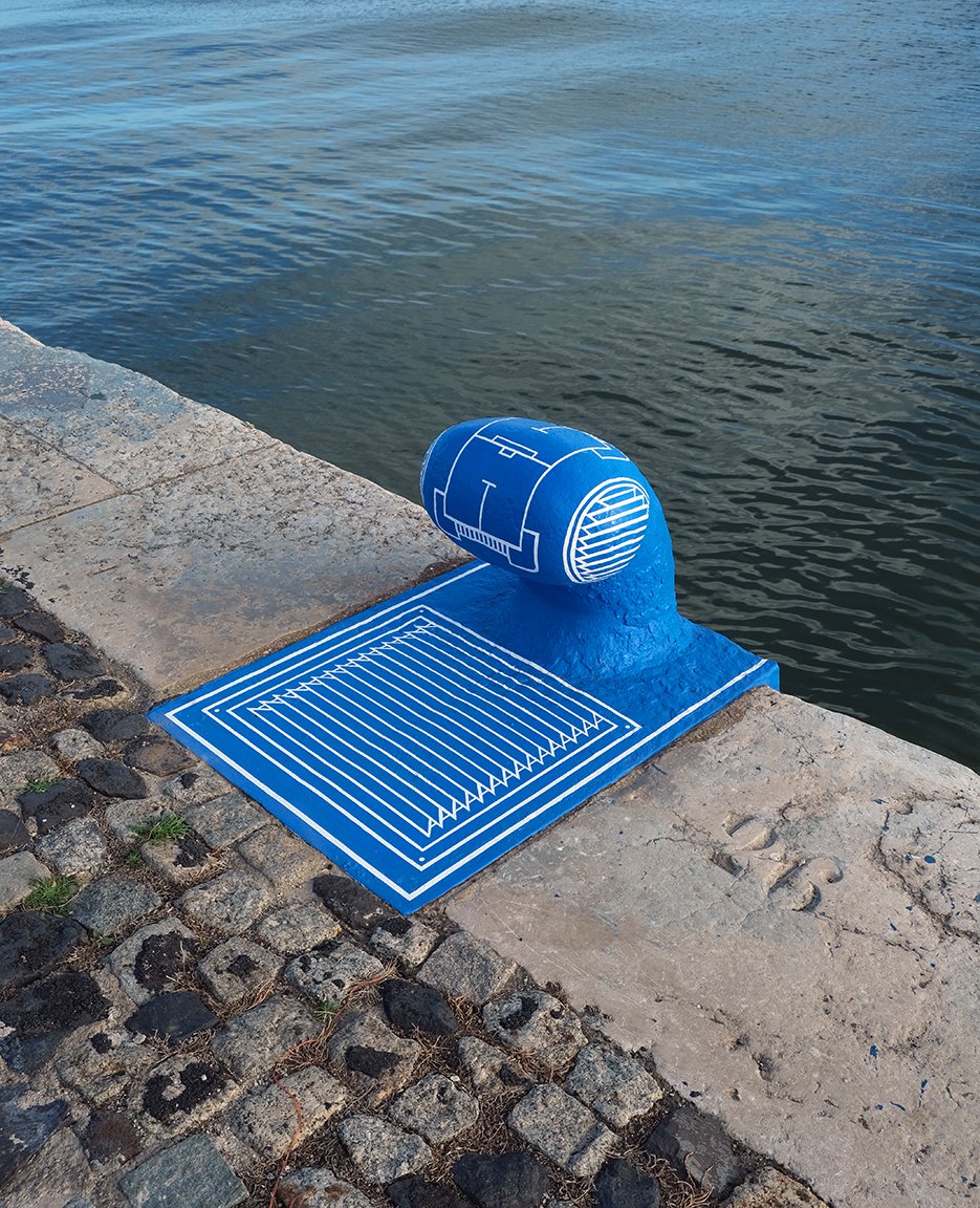 AzulTejo 3D Blueprint Network - Component R, Iron and water based Iron paint, 22" x 38" x 27", 2021