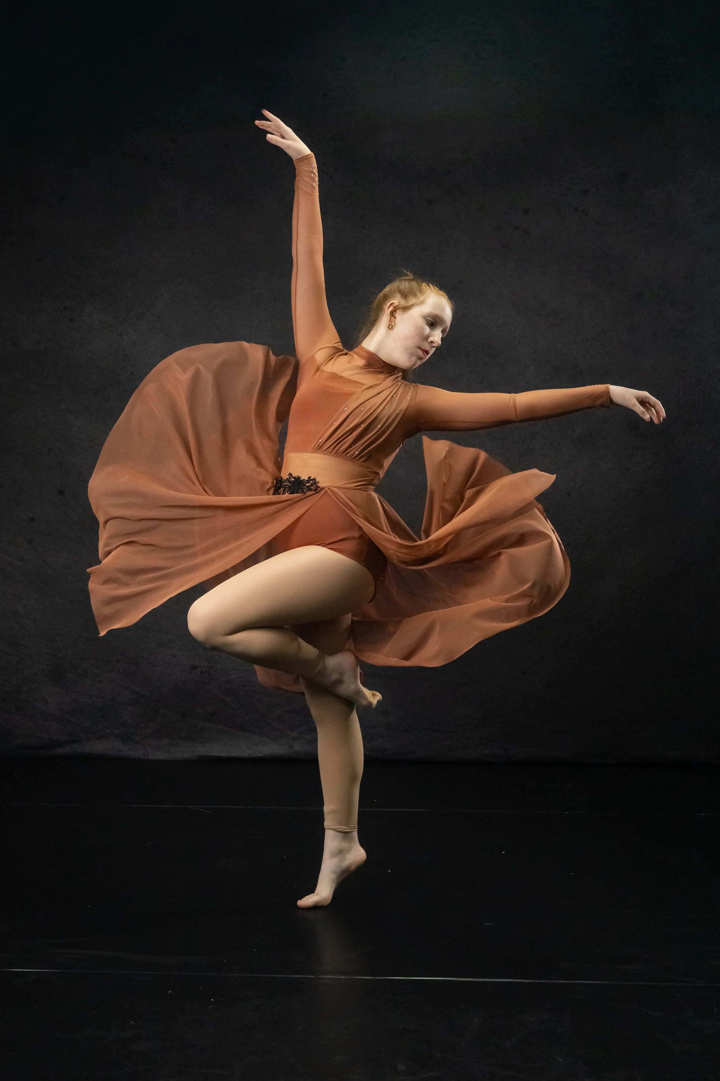 Jazz dancer with a beautiful skirt
