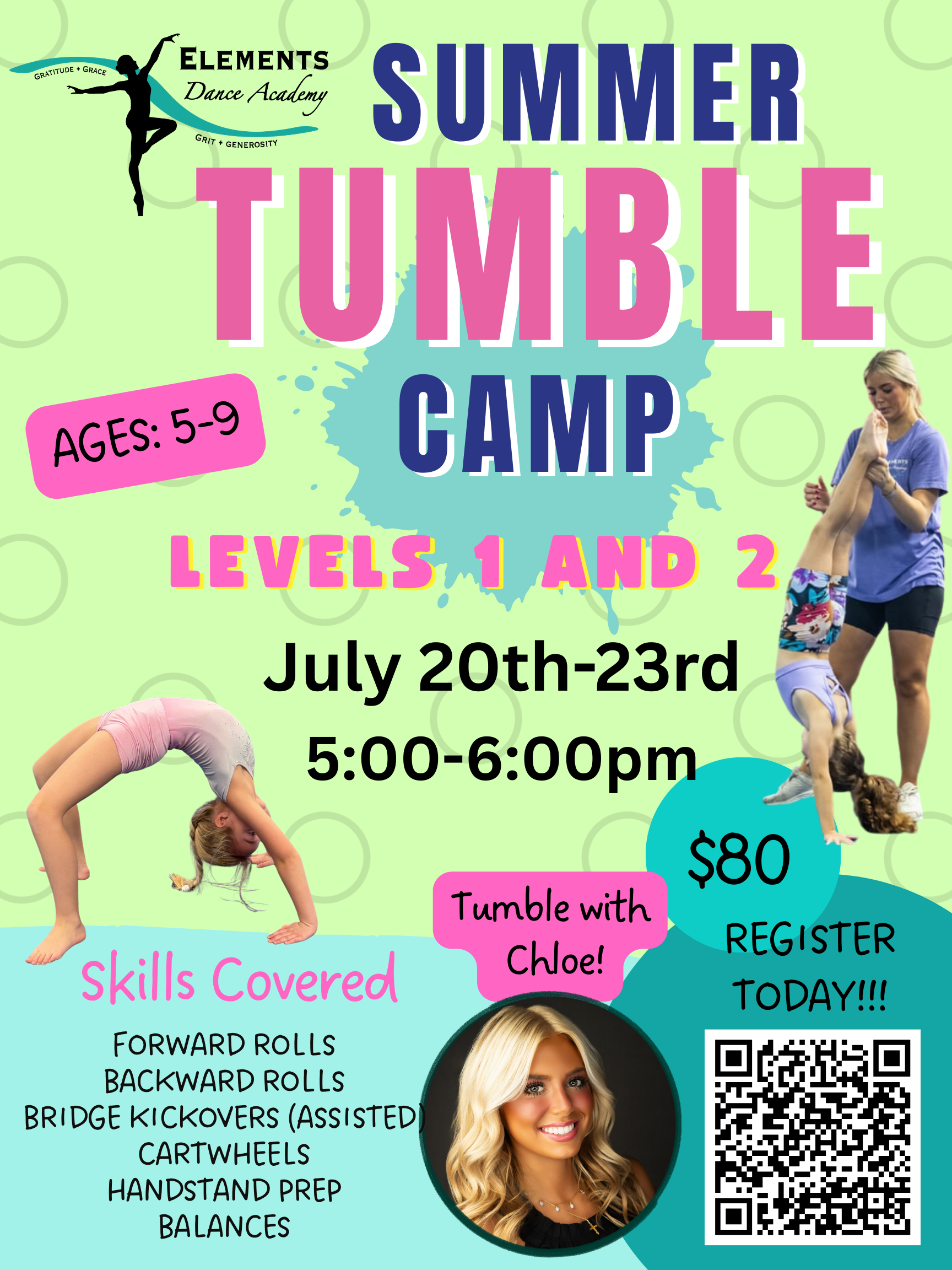 Summer tumbling level 1 and 2