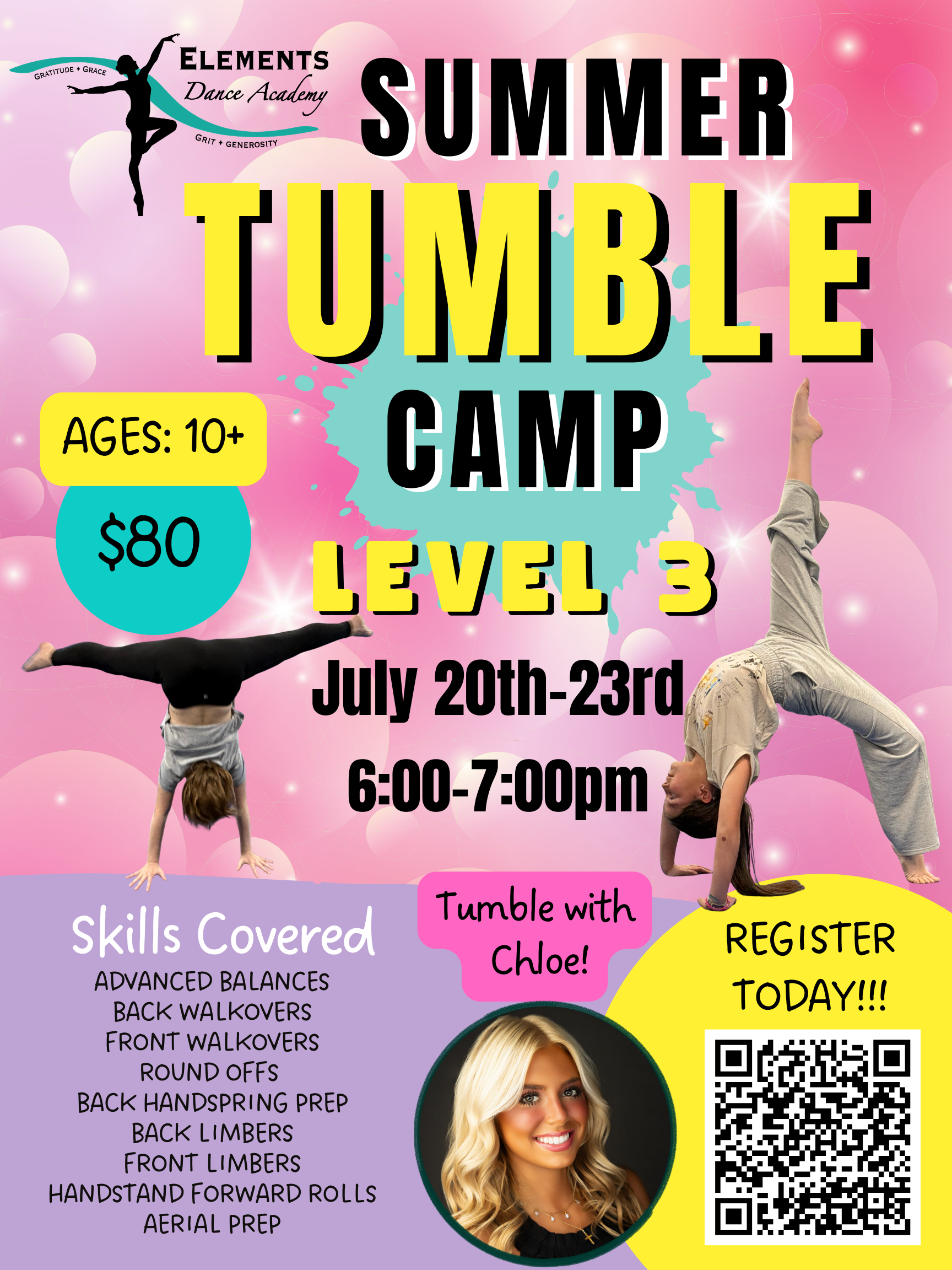 Summer tumbling Level 3 camp