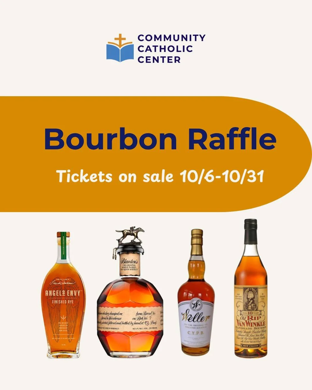 Don't miss out on your chance to win a 12-bottle bourbon collection AND support our students.

Whoever wins our bourbon raffle this year will get bottles of Old Rip Van Winkle 10 year, Weller C.Y.P.B, Blanton's Single Barrel, Angel's Envy Finished Ry