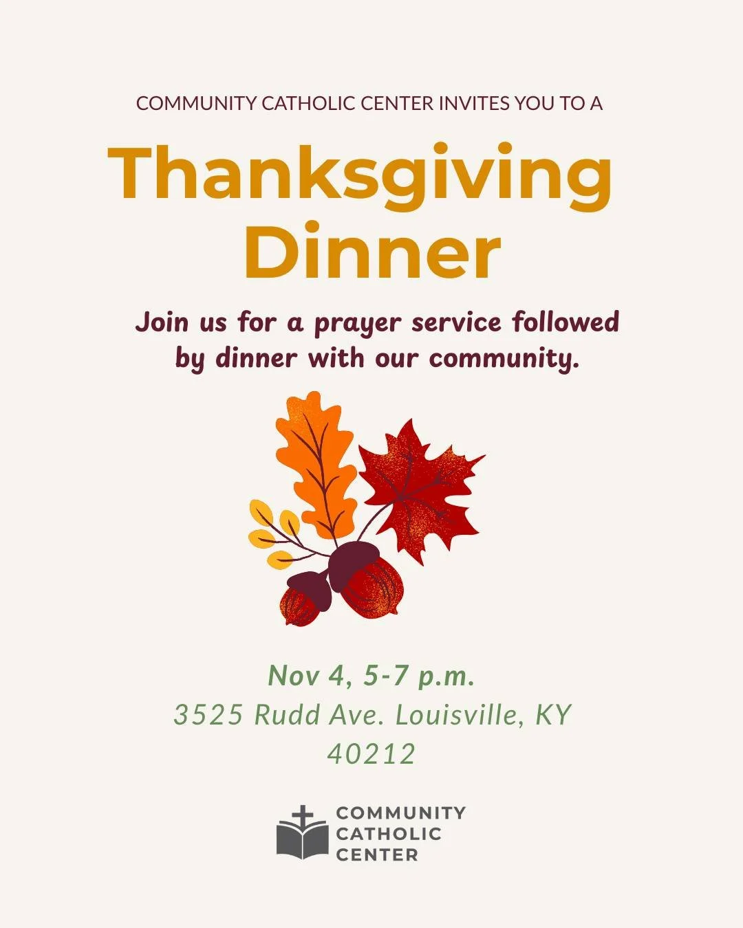 You're Invited! Join us next week for our annual Thanksgiving Dinner. We want to show our thanks to this community for trusting us to be a part of your child's education. All CCC parents, students and volunteers are invited to join us for a prayer se