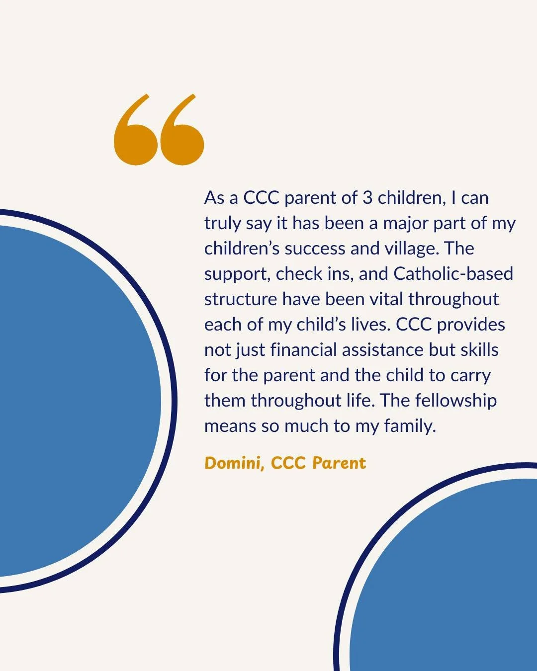 &ldquo;It takes a village&rdquo;&mdash;and we&rsquo;re honored to be part of yours.

Domini, a CCC parent of three, shares how Community Catholic Center has been a constant source of support for her family, helping her children grow in faith, confide