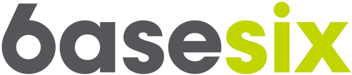 a green and gray Basesix logo