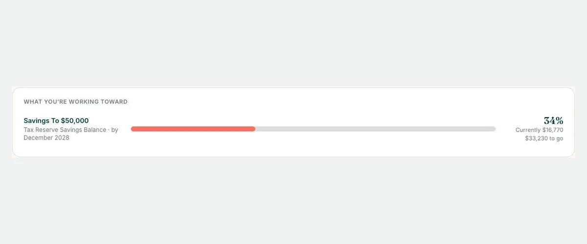 A savings goal tracker for a sample client