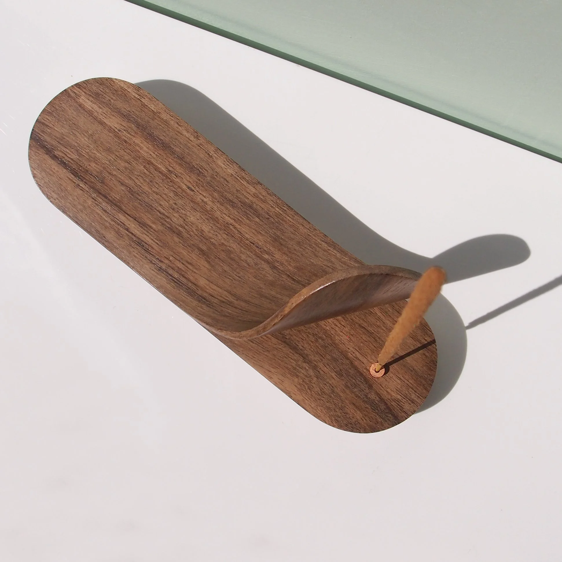 handmade steam bent walnut wood incense holder