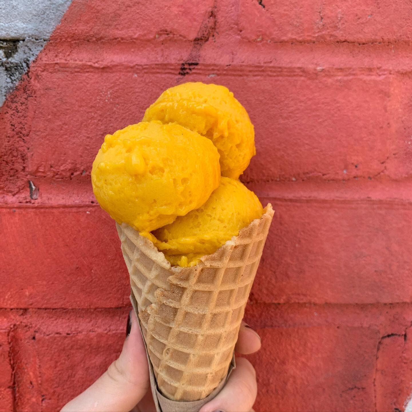 Enjoy the last days of Summer with our super refreshing Mango Sorbet 🥭 
We combine mango pur&eacute;e and the fruit chunks to provide ultra flavor 🔆
.
.
.
#gelato #icecream #dessert #atlanta