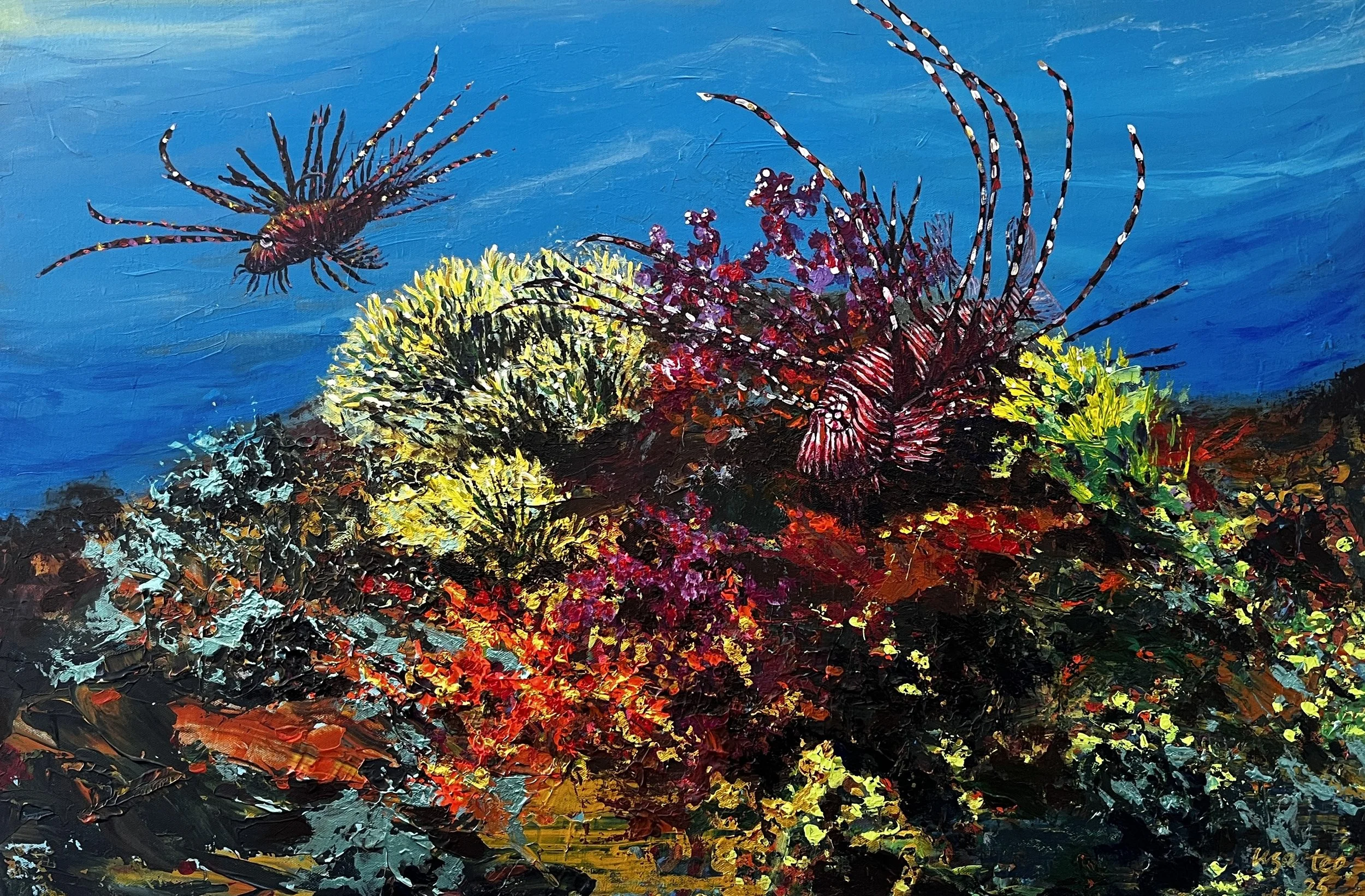 Acrylic Art Painting from the Coral Series, signifying reflection & depth of emotions