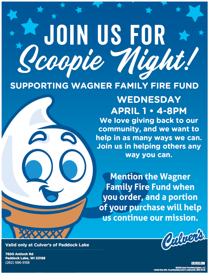 Fundraiser at Culver's of Paddock Lake