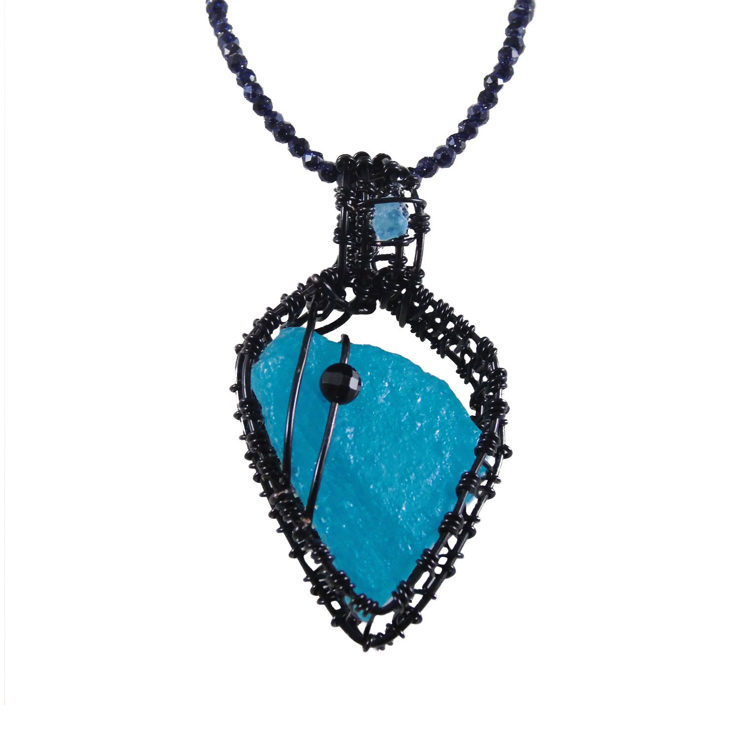 17_Blue Raw Stone in Teardrop Blk Wire.jpg