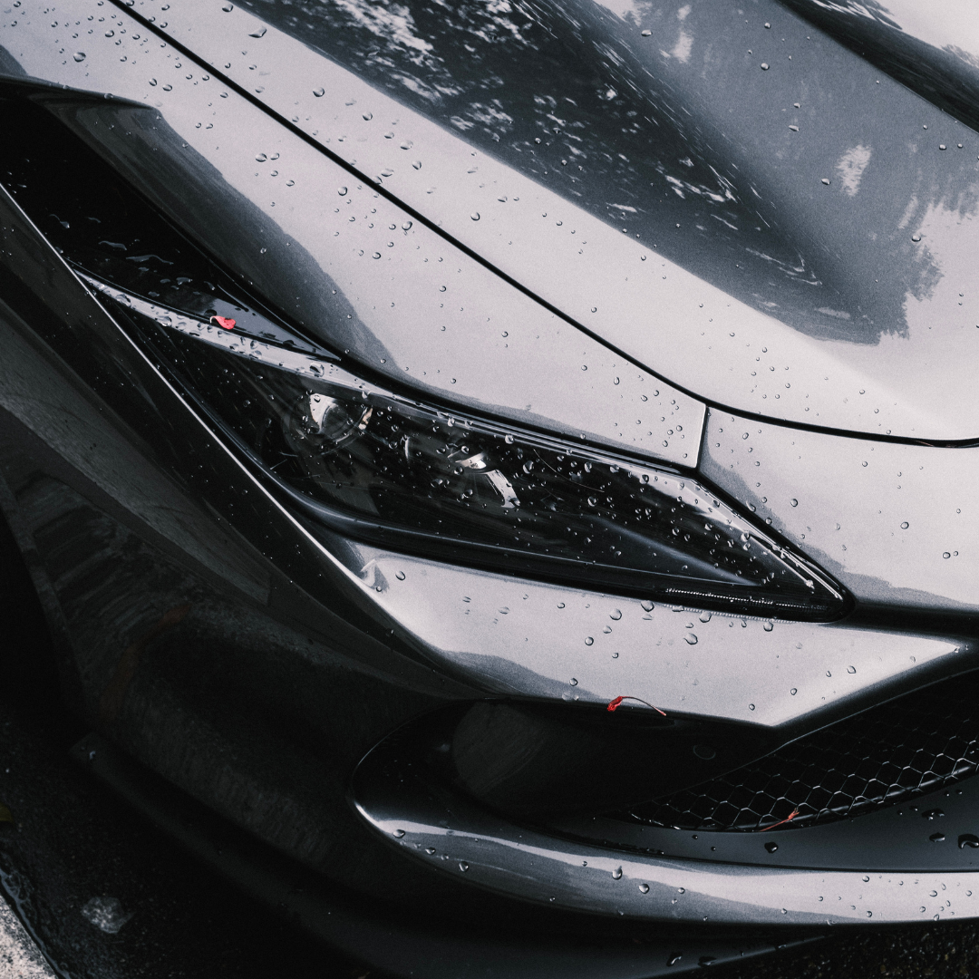 Water beading on car