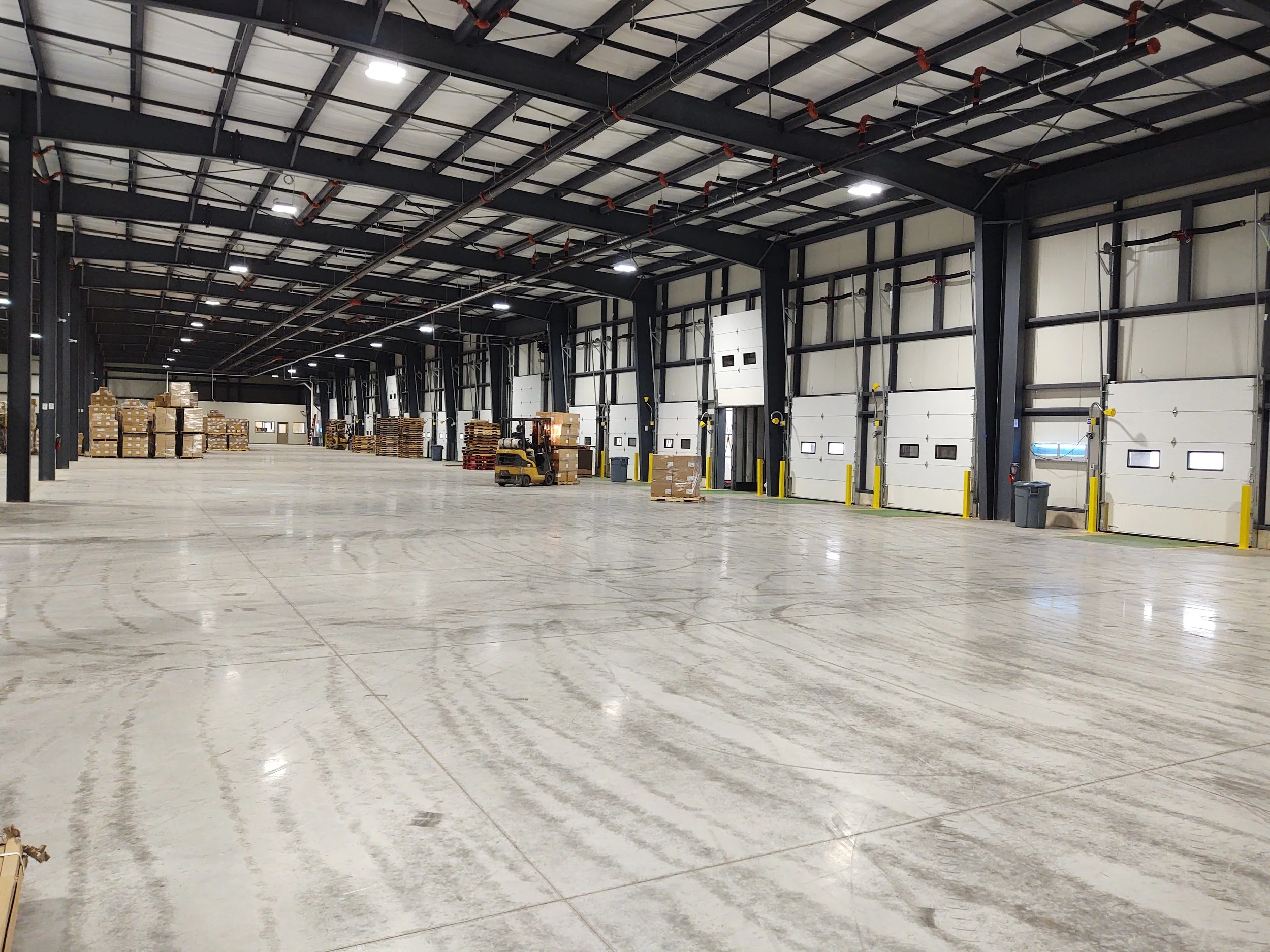 LED lighting installation throughout new 145,000 sq-ft warehouse facility.