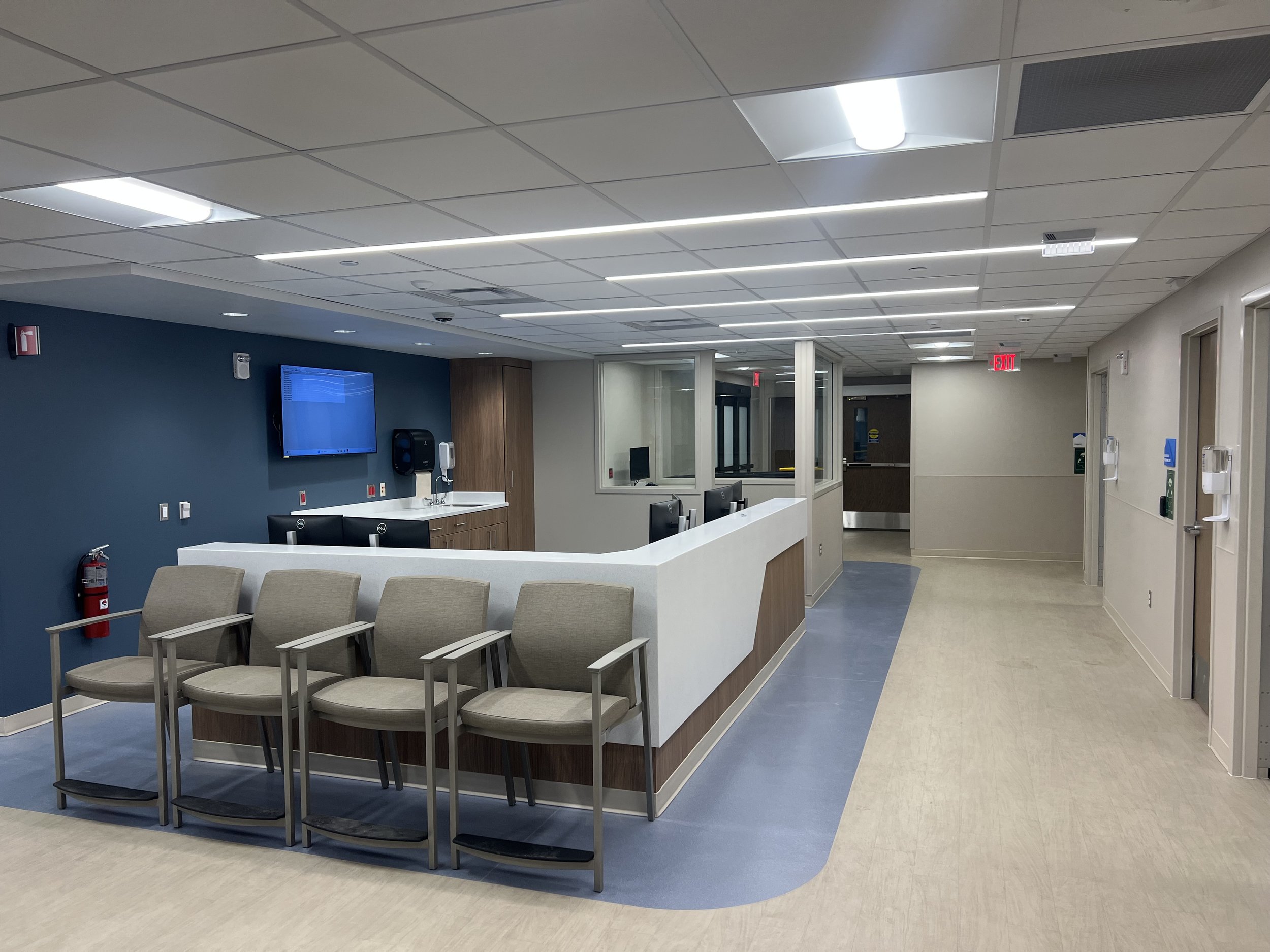 Emergency Department renovation at Beacon Health with upgraded LED lighting and electrical systems