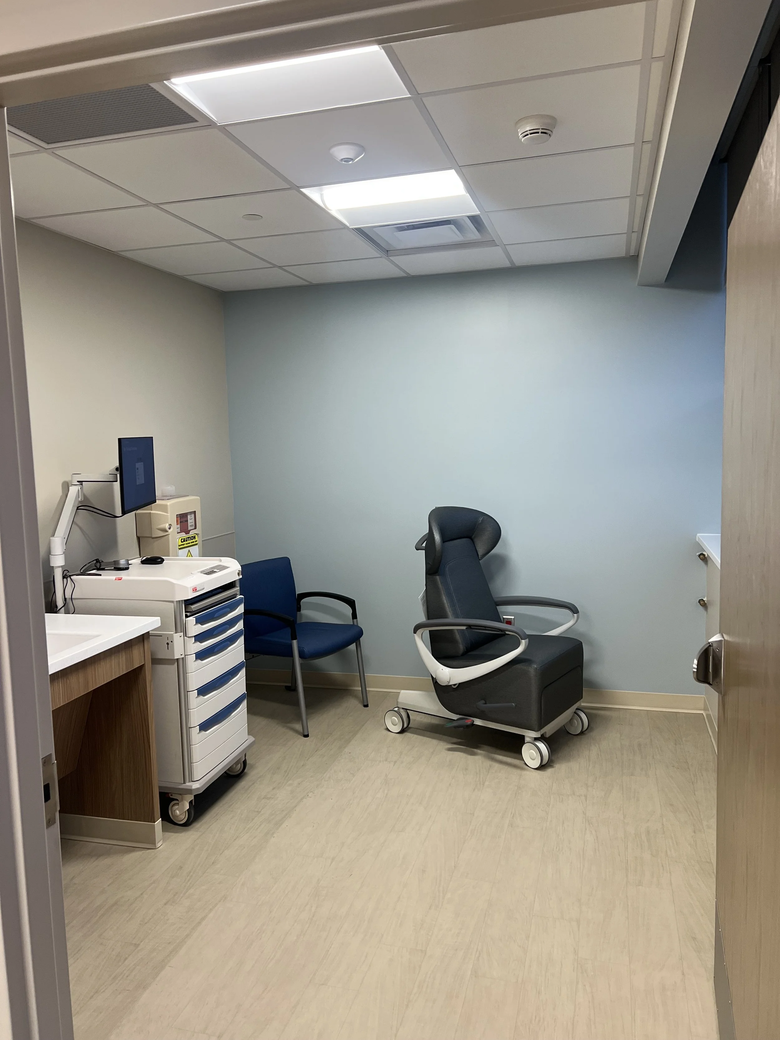 Emergency Department renovation at Beacon Health with upgraded LED lighting and electrical systems