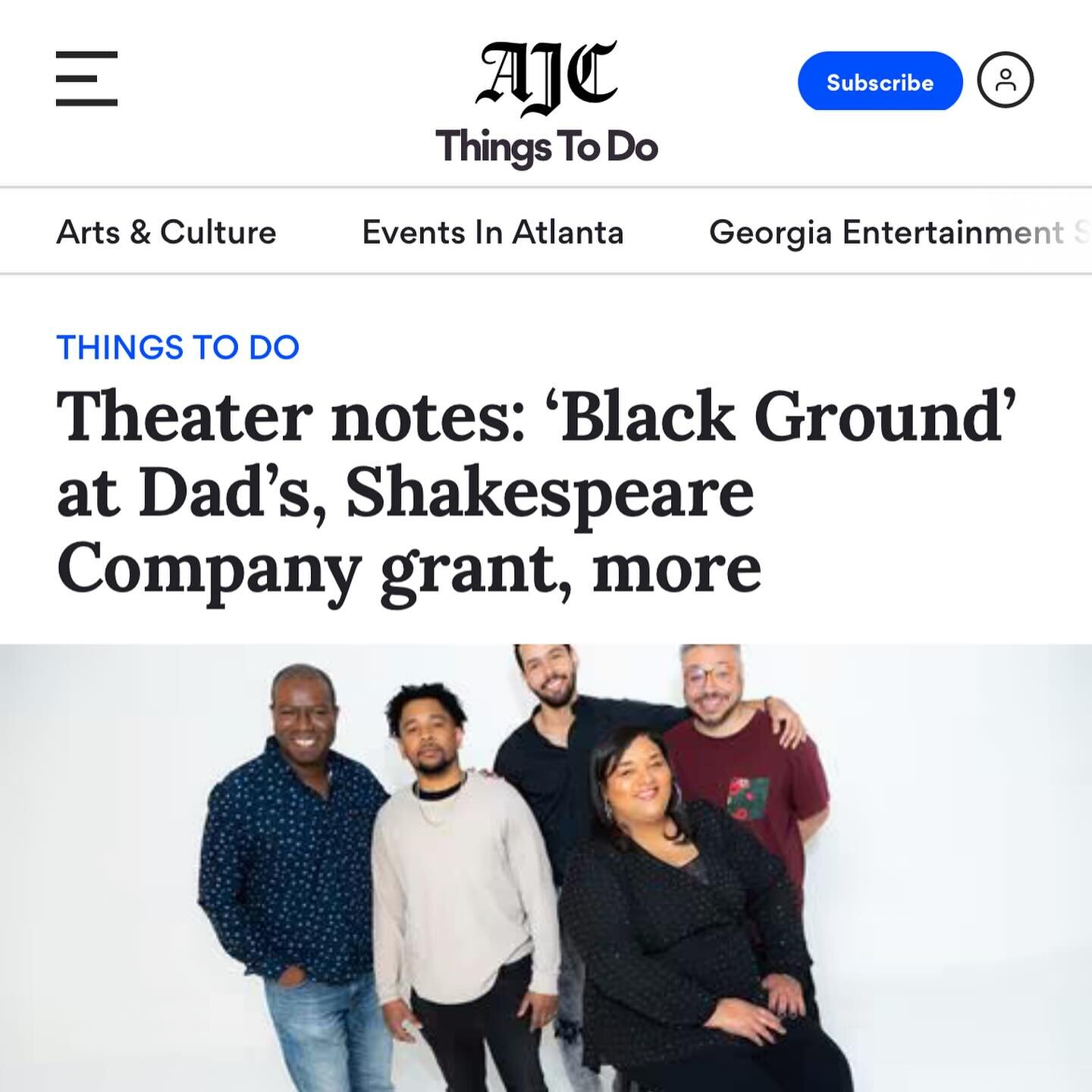 Big thanks to the @ajcnews and @artsatlanta for the feature on Blackground - our new show premiering at Dad&rsquo;s Garage Wednesday, March 27th! An all-Black cast imagines and improvises what the (rarely seen) Black performers were doing offscreen i