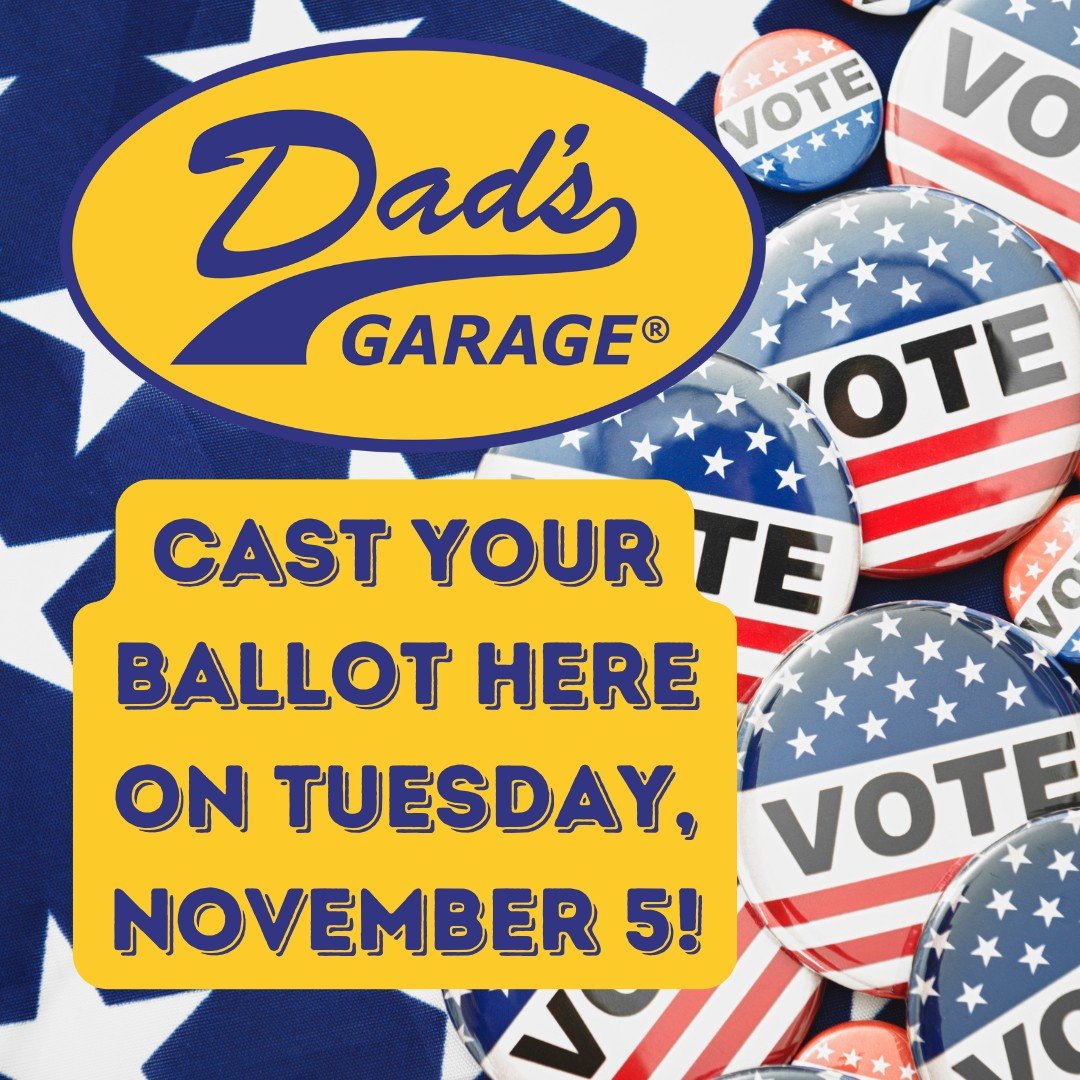 Dad's Garage is a polling place on Election Day - that's November 5, 2024, and not a day before or after!

Please do not come to the theatre this Tuesday in anticipation of a free Community Jam - it ain't happening this week, 'cause the USA is busy v