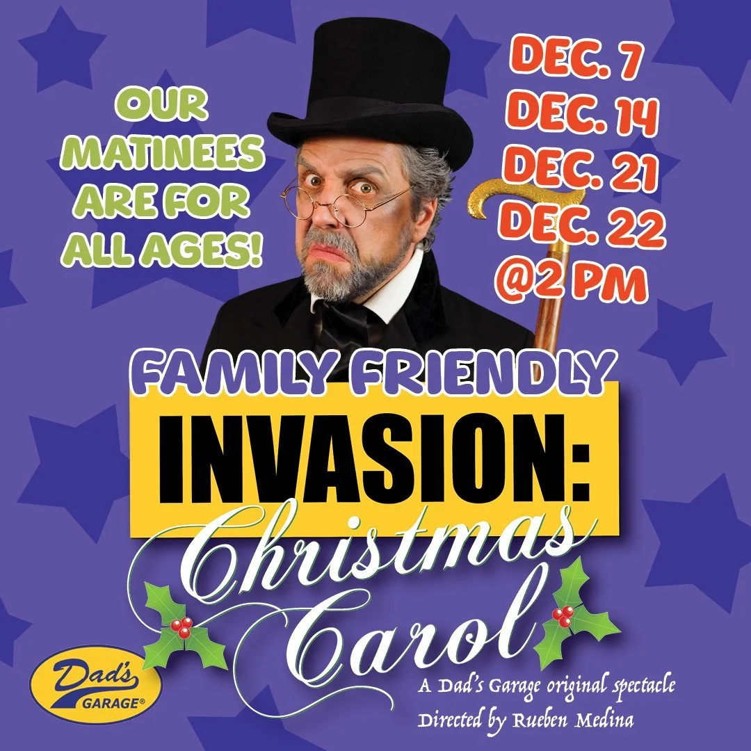 Yes, I:XC is family friendly - if you see the 2 p.m. matinees!

When are our matinees?
December 7
December 14
December 21
December 22

#dadsgarage #comedy #atlanta #improvtheatre #comedytheatreatl #o4w