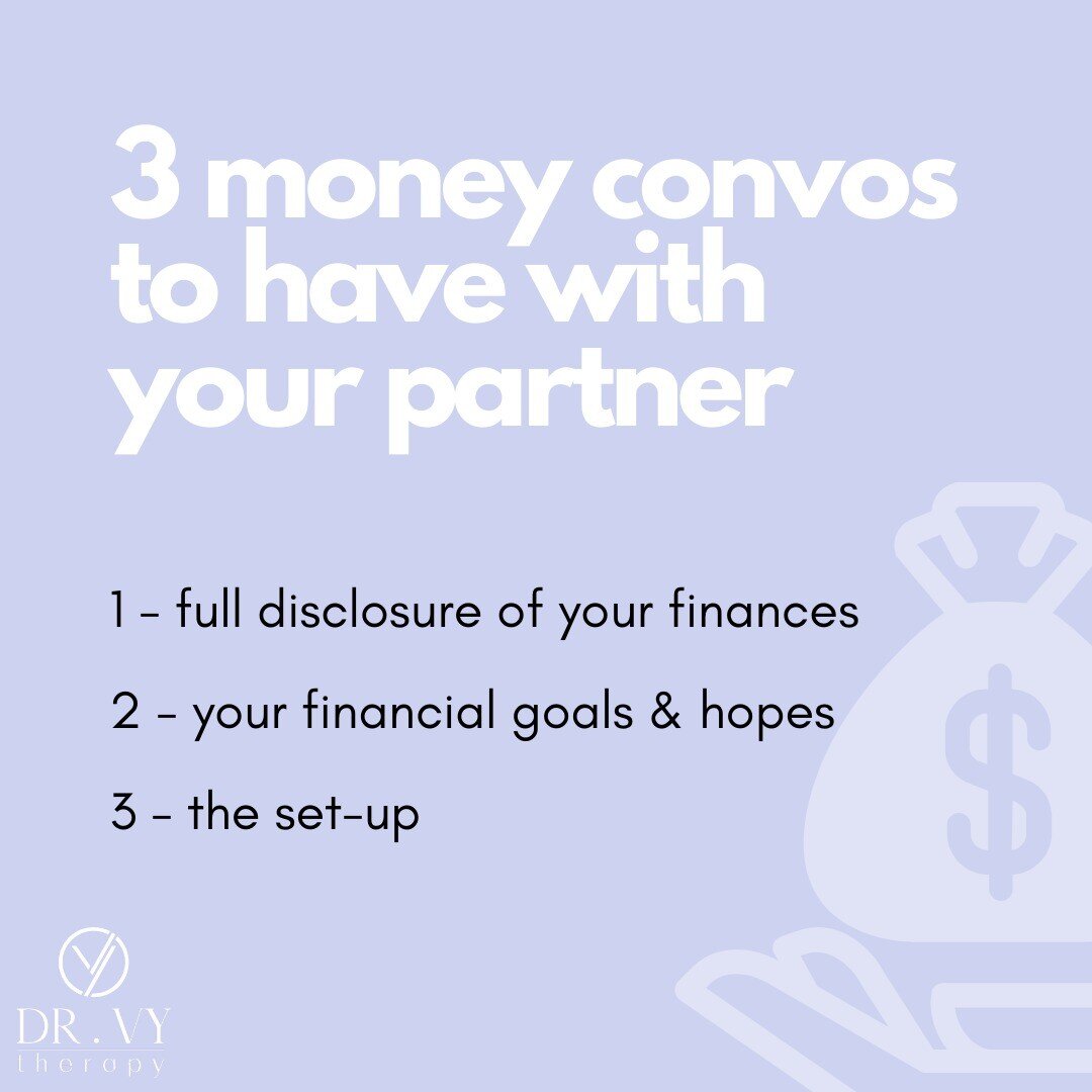 Have you had the &quot;money talk&quot; with your partner yet? It can feel terrifying! Conversations about money can bring up various emotions, fears, concerns, and also hopes, dreams, and goals. Take a look at the following slides for examples on co