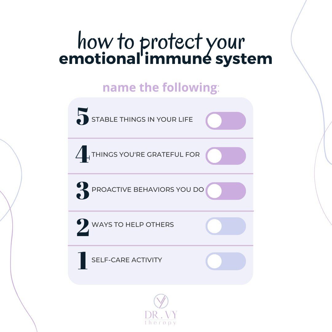 Similar to how our body's defense system, we also have an emotional &amp; psychological &quot;immune system&quot; that can be strengthened or weakened. Let's explore some ways we can improve our immune system using this list. 

5) In moments of chaos