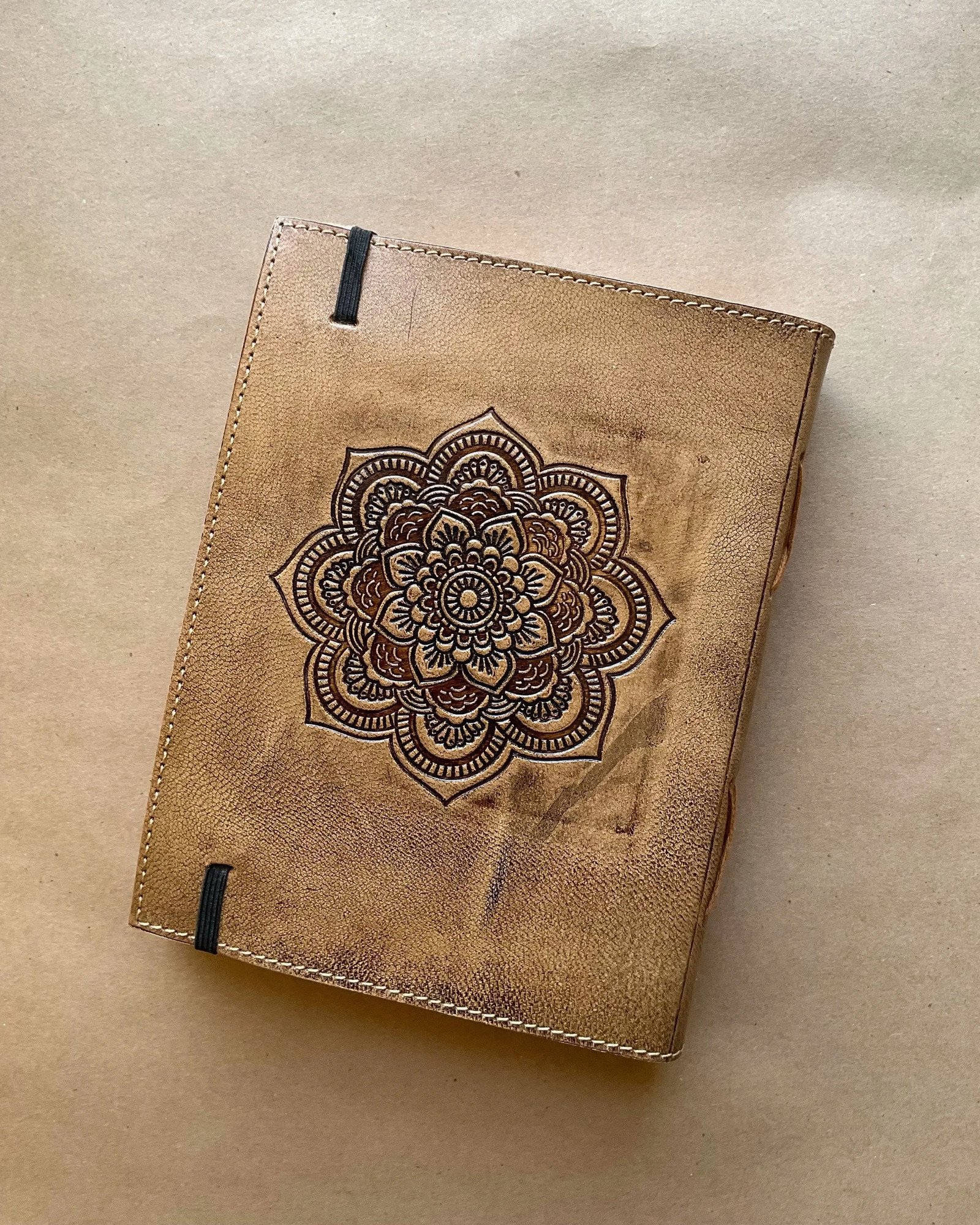 Mandala Leather Journal, alternate view